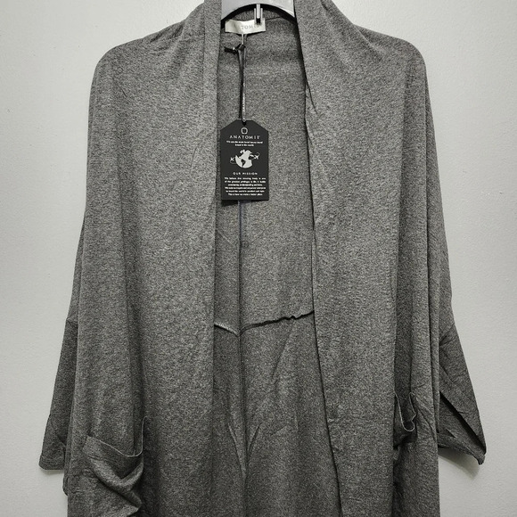 Anatomie women's open front cardigan size 1(S/M) dakota dark heather gray - Picture 2 of 10